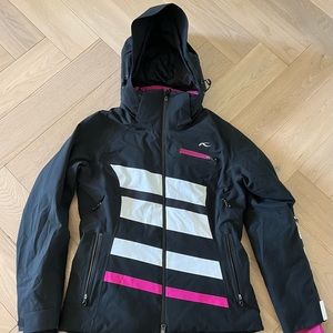 KJUS Systems Technological Black White Ski Snowboard Coat Jacket + Hood - Medium